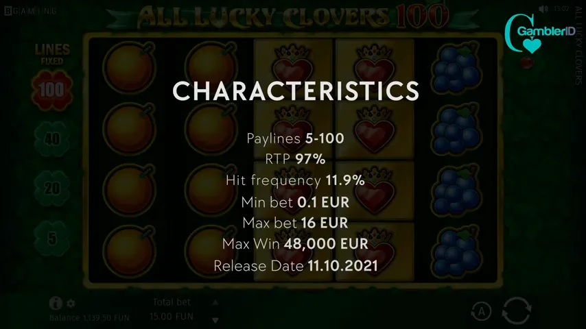 All Lucky Clovers 100 en juego — captura 1