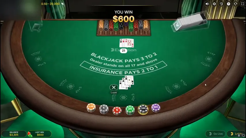 First Person Blackjack — partida en directo