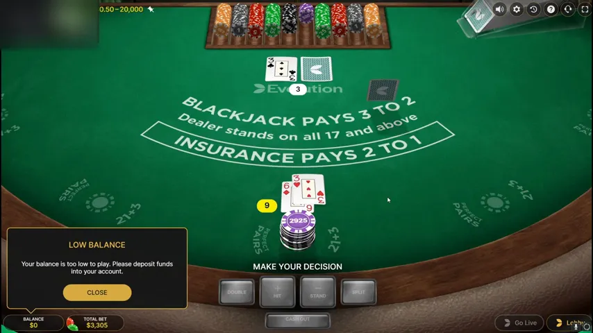 First Person Blackjack — partida en directo