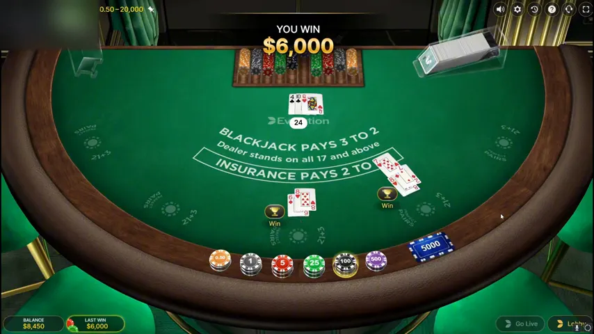 First Person Blackjack — partida en directo