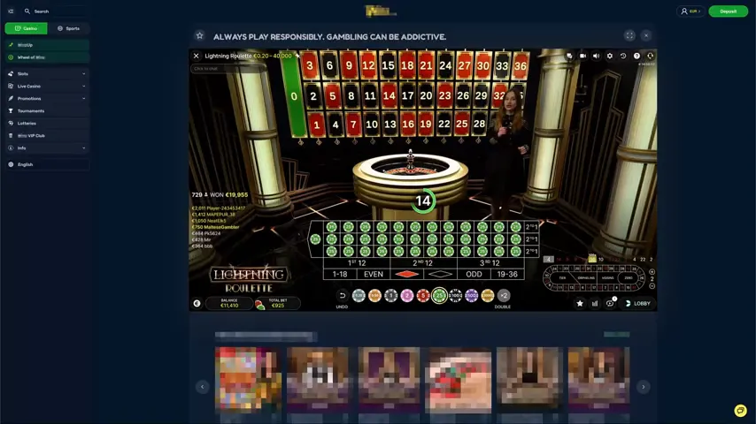 Lightning Roulette en juego — captura 1