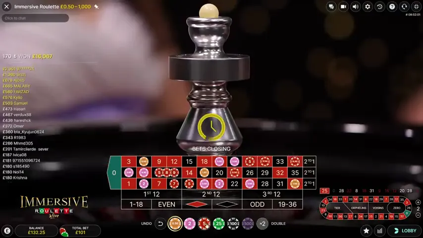 Live Roulette — partida en directo